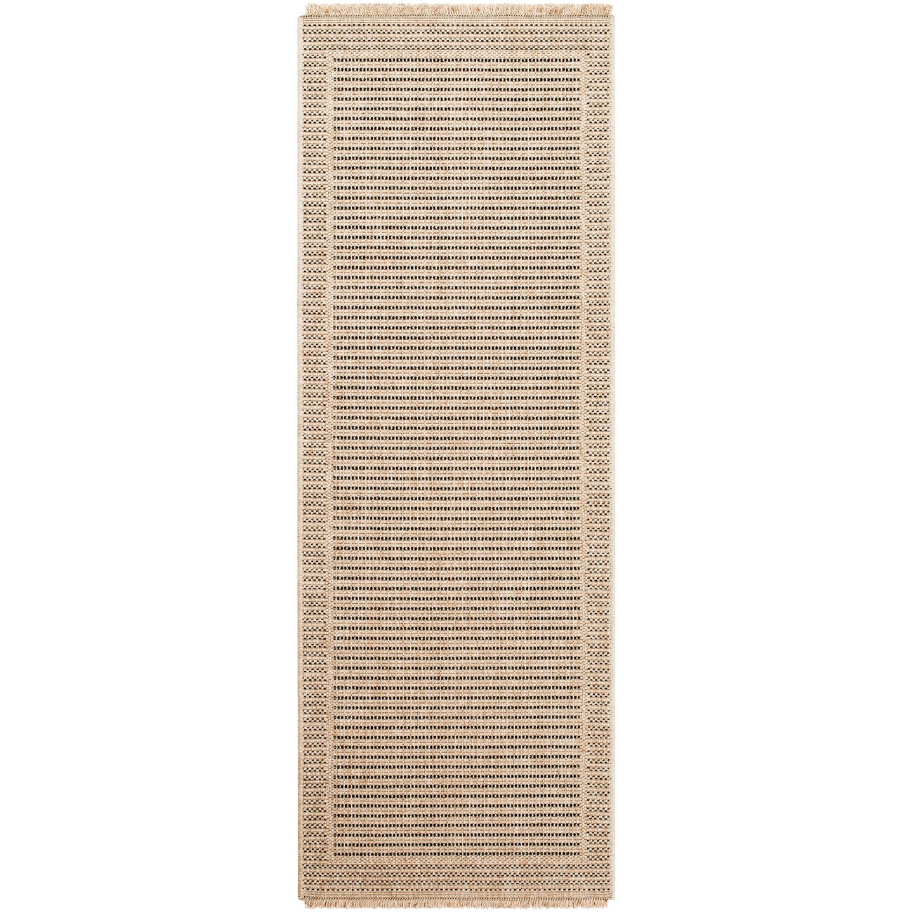 MINDY Indoor & Outdoor Cottage Jute-Look Beige Area Rug Flat