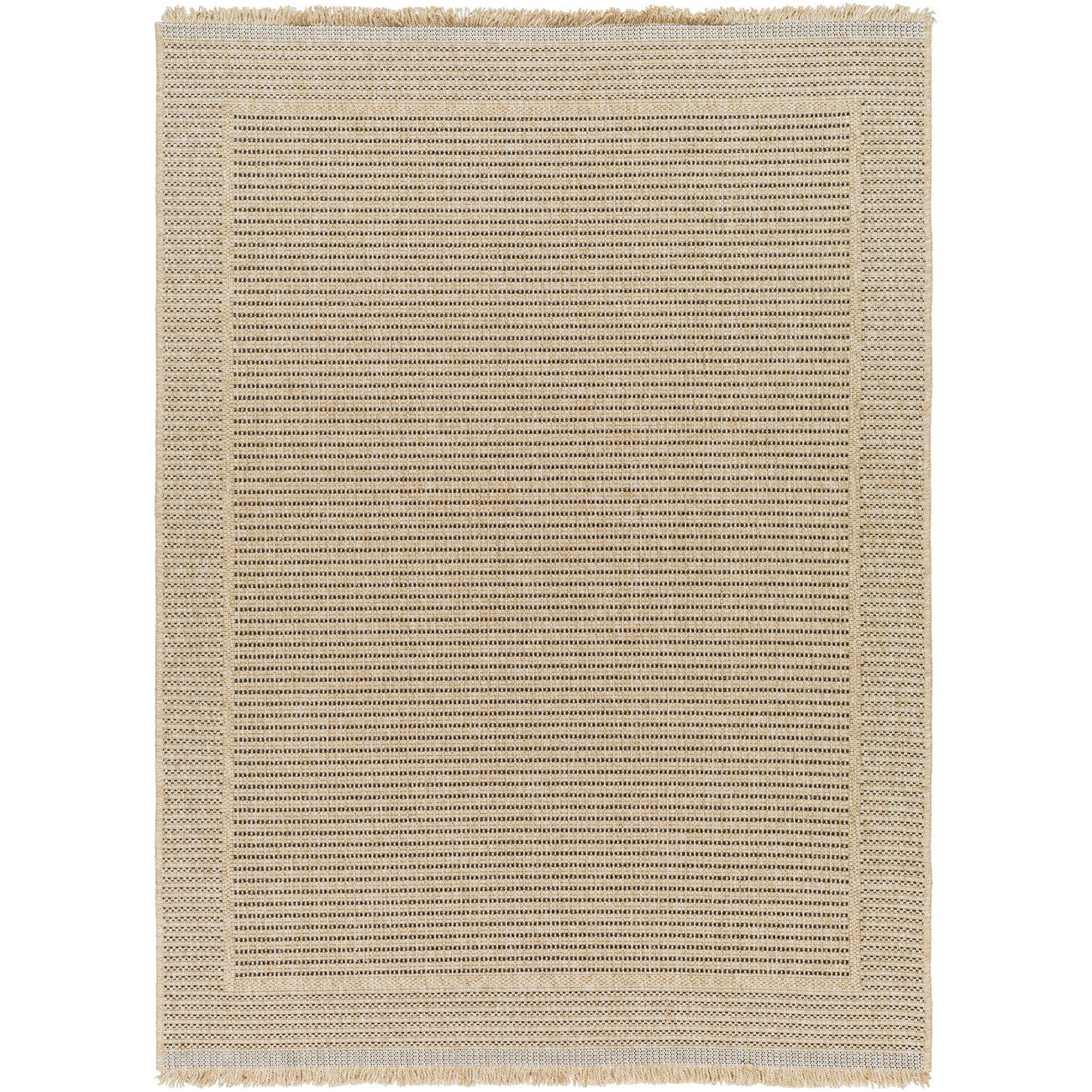 MINDY Indoor & Outdoor Cottage Jute-Look Beige Area Rug Flat