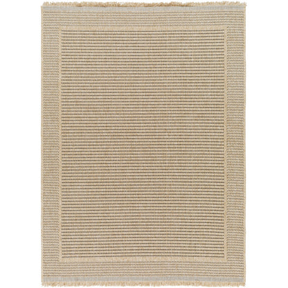 MINDY Indoor & Outdoor Cottage Jute-Look Beige Area Rug Flat