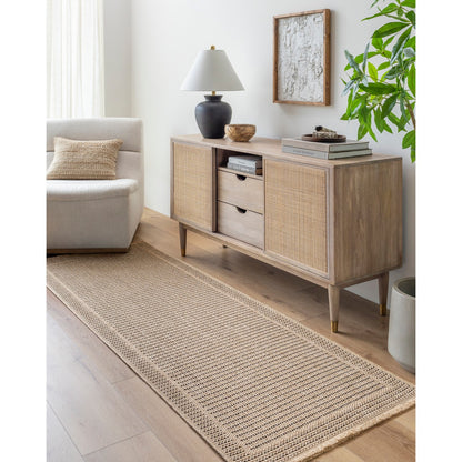 MINDY Indoor & Outdoor Cottage Jute-Look Beige Area Rug Roomscene