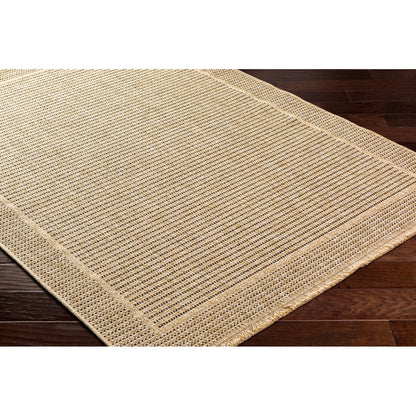 MINDY Indoor & Outdoor Cottage Jute-Look Beige Area Rug Corner