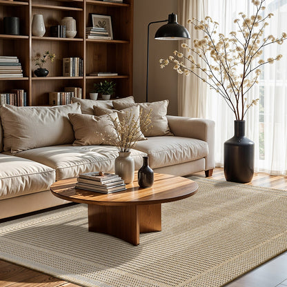 MINDY Indoor & Outdoor Cottage Jute-Look Beige Area Rug Roomscene