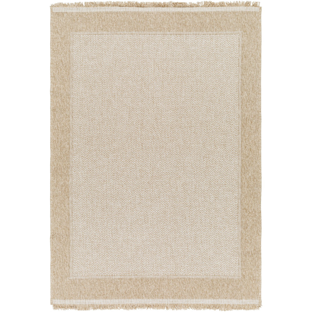 JENNY Indoor & Outdoor Cottage Jute-Look Beige/Tan Area Rug Flat