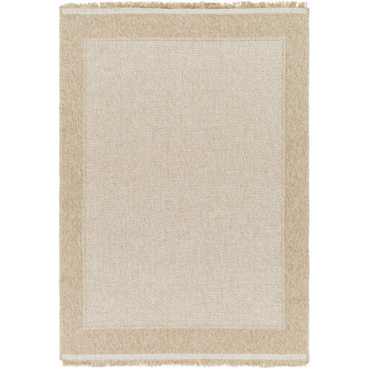 JENNY Indoor & Outdoor Cottage Jute-Look Beige/Tan Area Rug Flat