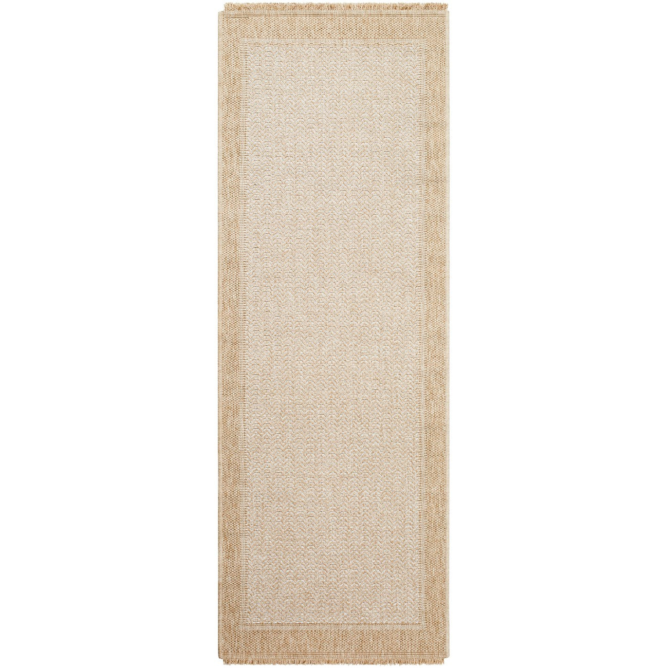 JENNY Indoor & Outdoor Cottage Jute-Look Beige/Tan Area Rug Flat