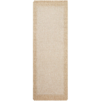 JENNY Indoor & Outdoor Cottage Jute-Look Beige/Tan Area Rug Flat