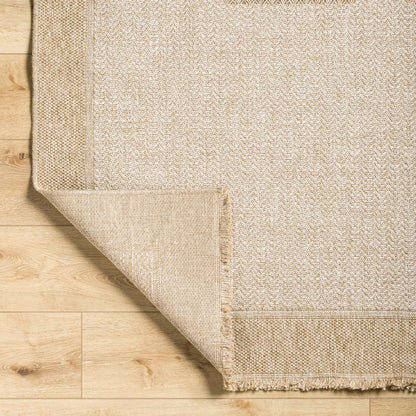 JENNY Indoor & Outdoor Cottage Jute-Look Beige/Tan Area Rug Fold