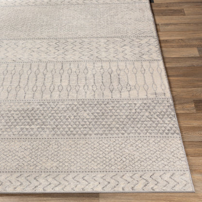ADELE Scandi Geometric Silver Grey Area Rug Front