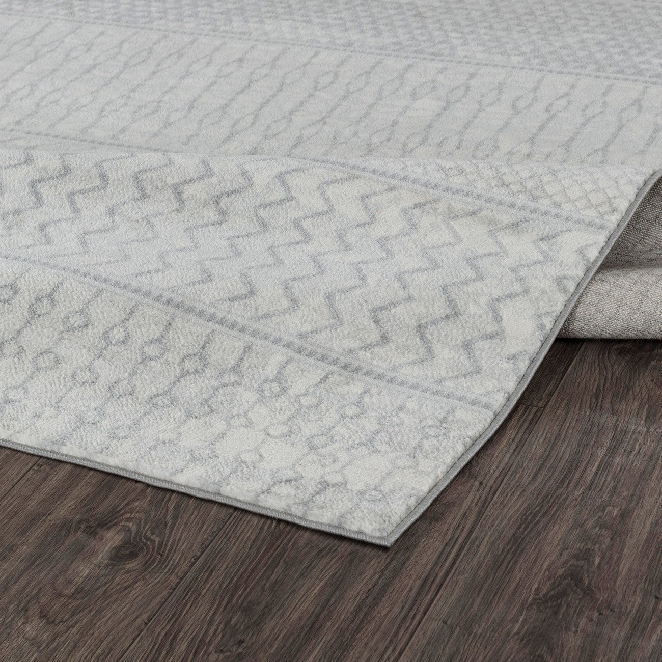 ADELE Scandi Geometric Silver Grey Area Rug Fold
