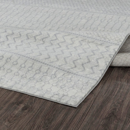 ADELE Scandi Geometric Silver Grey Area Rug Fold