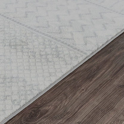 ADELE Scandi Geometric Silver Grey Area Rug Texture
