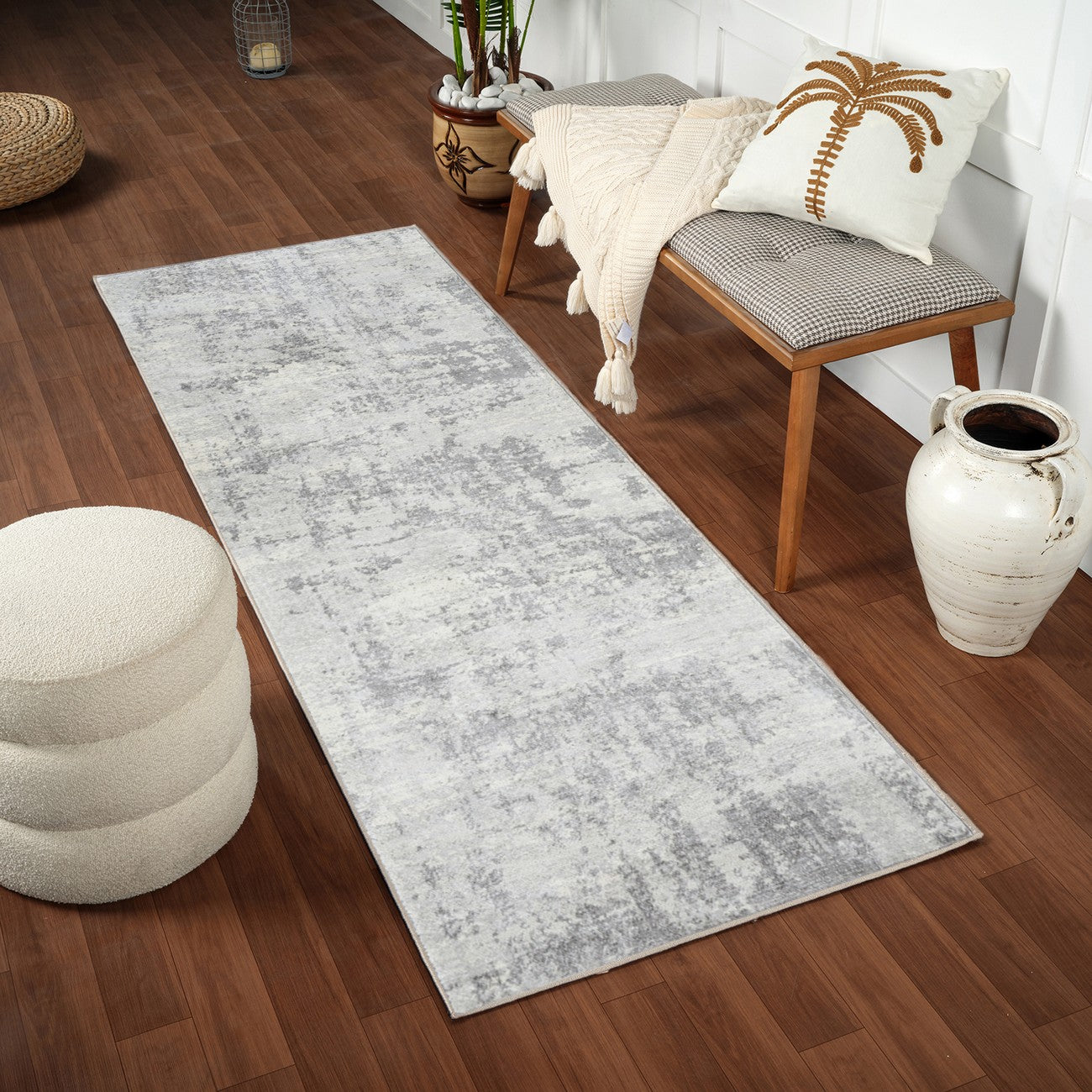 VICTOIRE Abstract Modern Marble Grey/Ivory Area Rug Roomscene