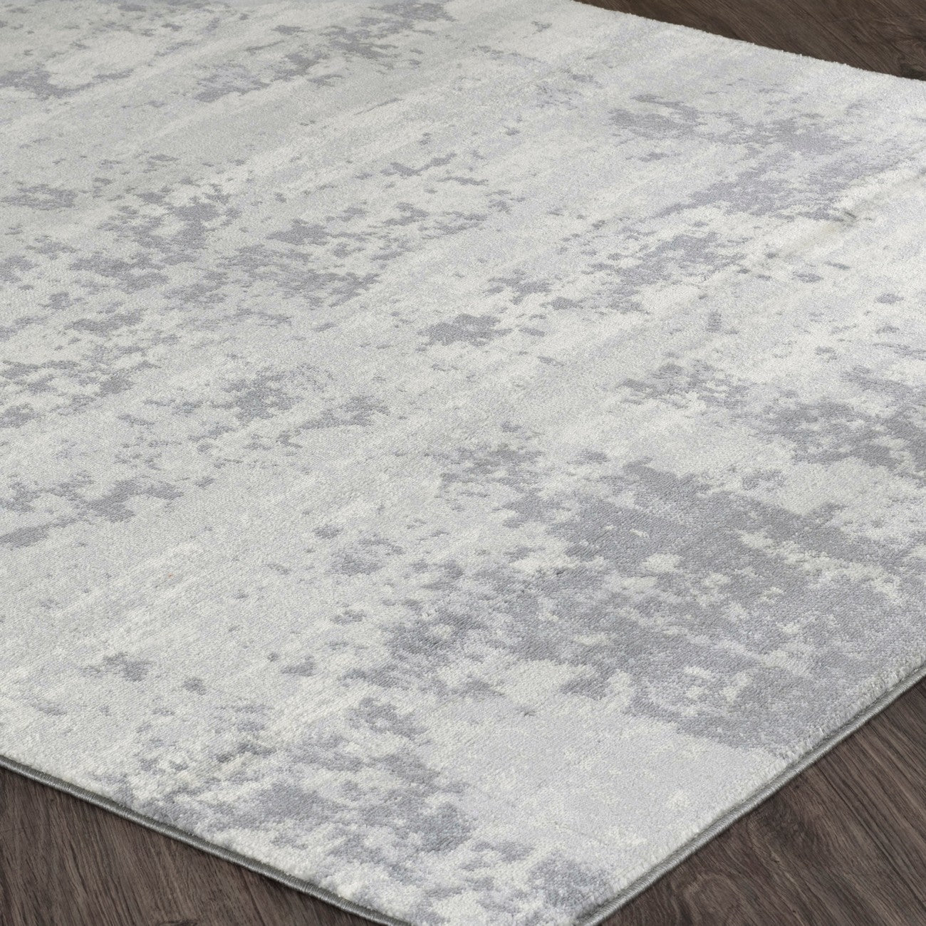 VICTOIRE Abstract Modern Marble Grey/Ivory Area Rug Corner