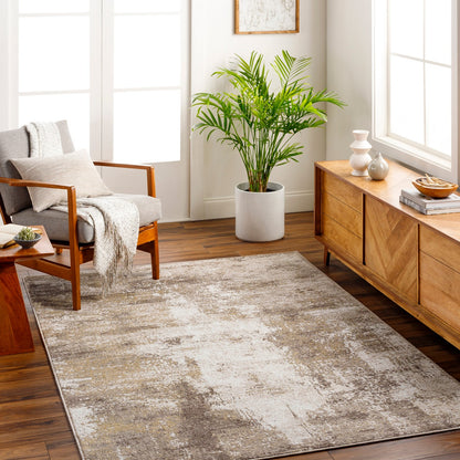 NALANY Abstract Modern Marble Light Brown Area Rug Roomscene