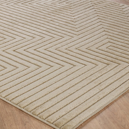 NAOKO Indoor & Outdoor 3D High & Low Pile Textured Beige Area Rug Corner