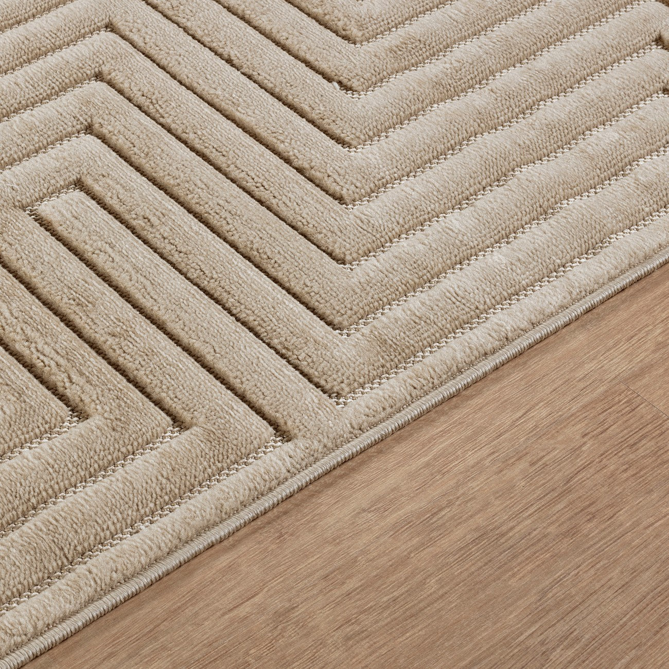 NAOKO Indoor & Outdoor 3D High & Low Pile Textured Beige Area Rug Texture