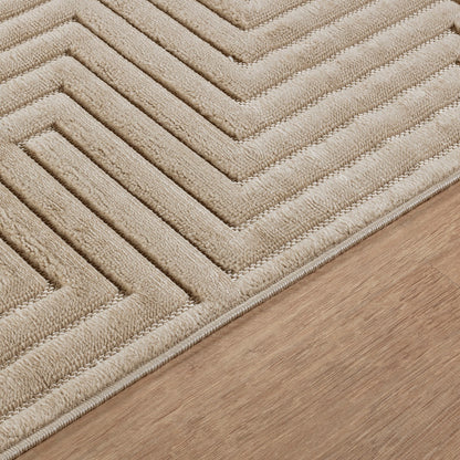 NAOKO Indoor & Outdoor 3D High & Low Pile Textured Beige Area Rug Texture