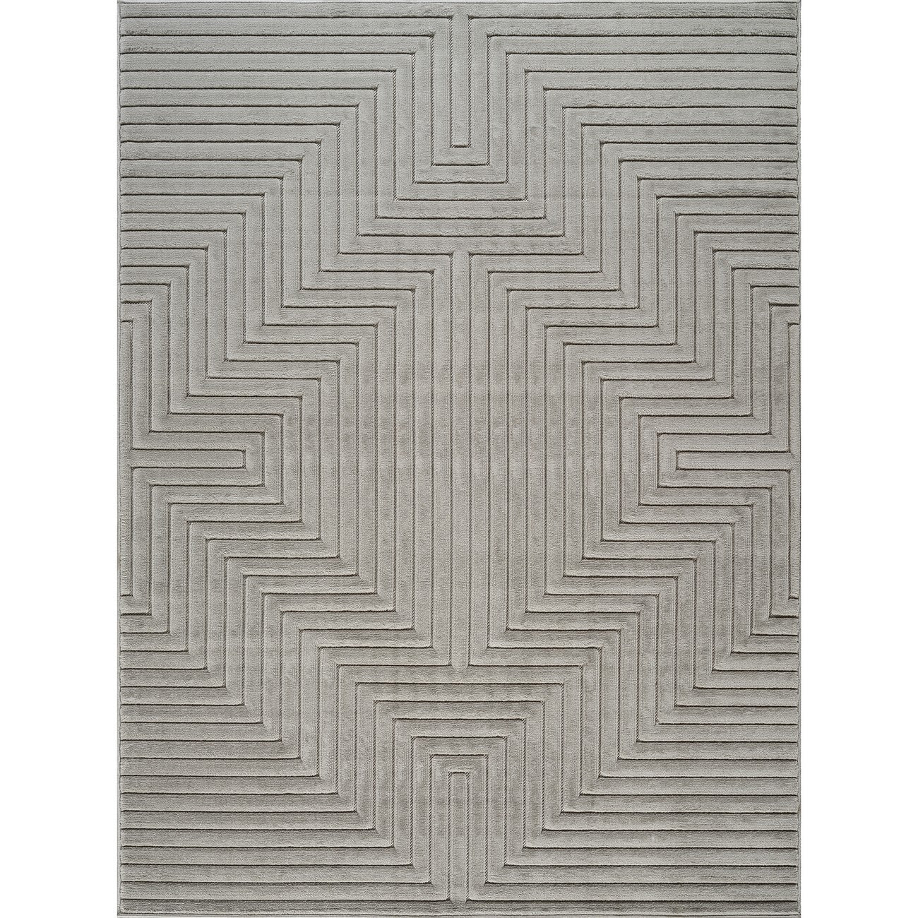 NAOKO Indoor & Outdoor 3D High & Low Pile Textured Grey Area Rug Flat