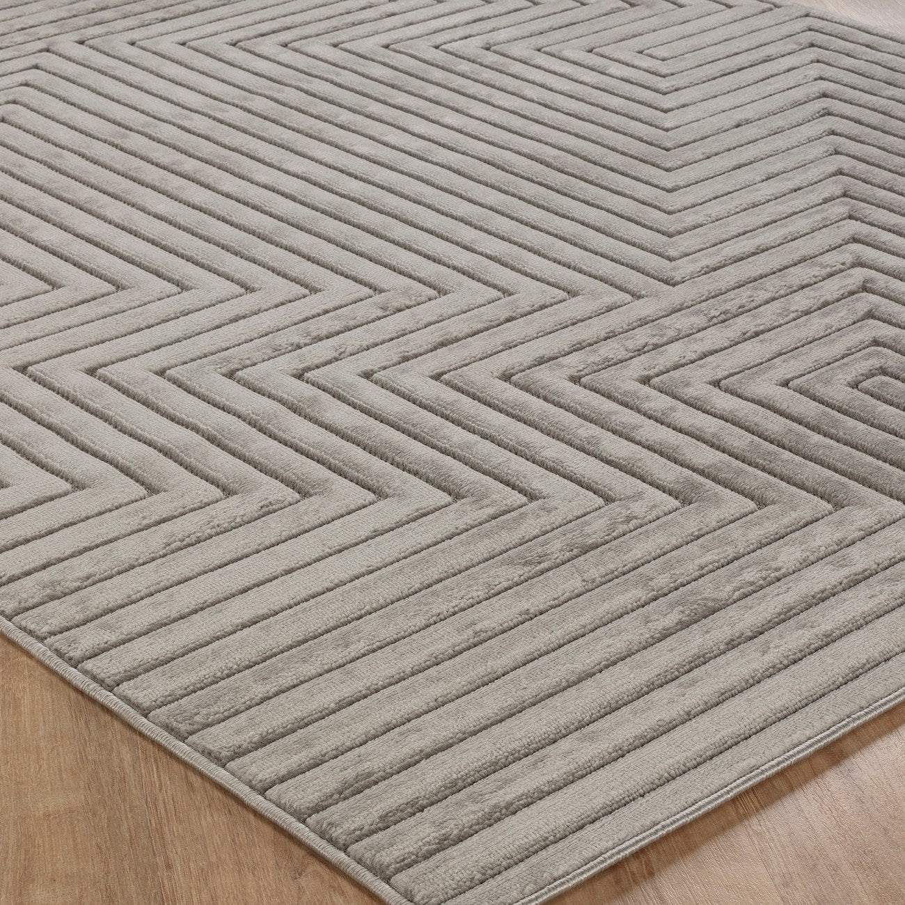 NAOKO Indoor & Outdoor 3D High & Low Pile Textured Grey Area Rug Corner