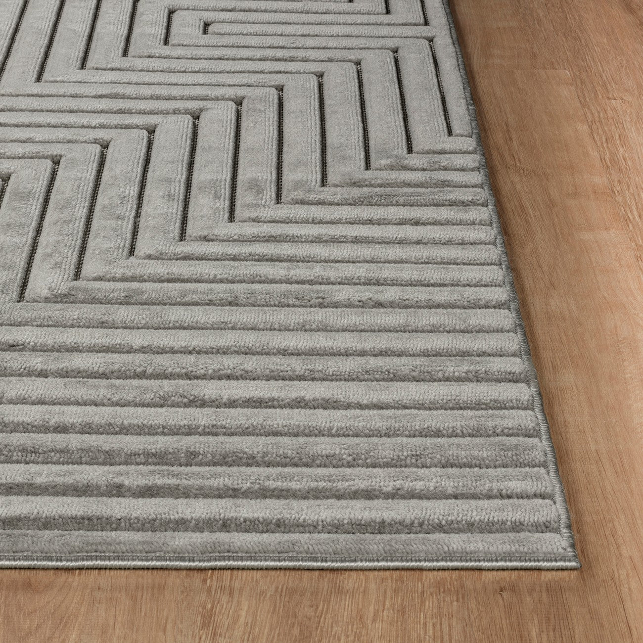 NAOKO Indoor & Outdoor 3D High & Low Pile Textured Grey Area Rug Front