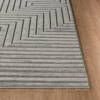 NAOKO Indoor & Outdoor 3D High & Low Pile Textured Grey Area Rug Front