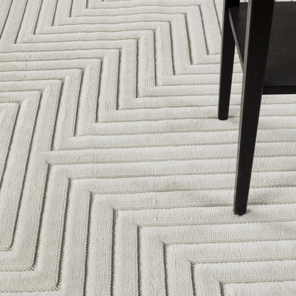 NAOKO Indoor & Outdoor 3D High & Low Pile Textured White Area Rug Swatch