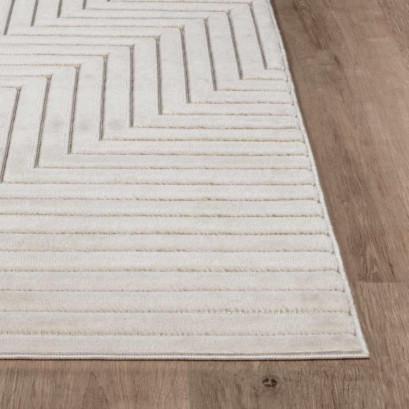 NAOKO Indoor & Outdoor 3D High & Low Pile Textured White Area Rug Front
