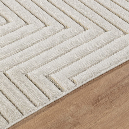 NAOKO Indoor & Outdoor 3D High & Low Pile Textured White Area Rug Texture