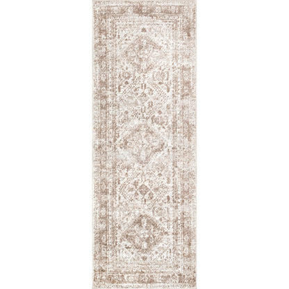 NEELAM Vintage Oriental Boho Ivory Area Rug Flat