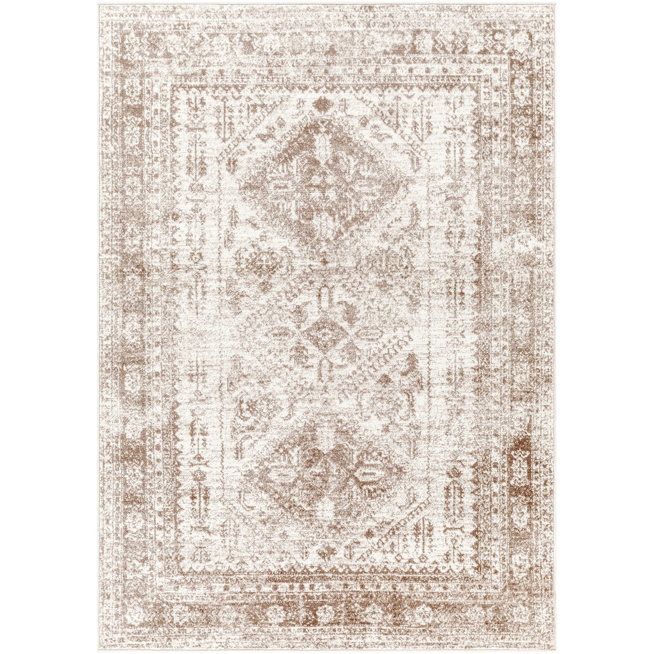 NEELAM Vintage Oriental Boho Ivory Area Rug Flat