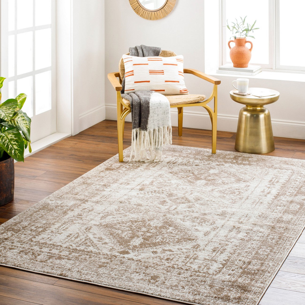 NEELAM Vintage Oriental Boho Ivory Area Rug Roomscene