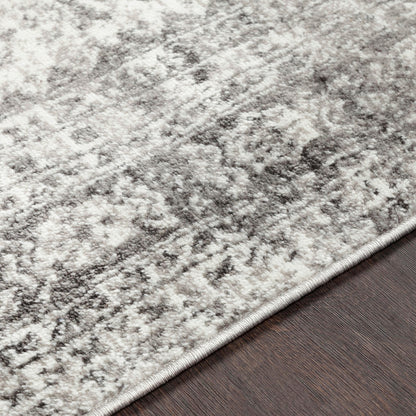 NEELAM Vintage Traditional Oriental Boho Light Grey/White/Charcoal Area Rug Texture