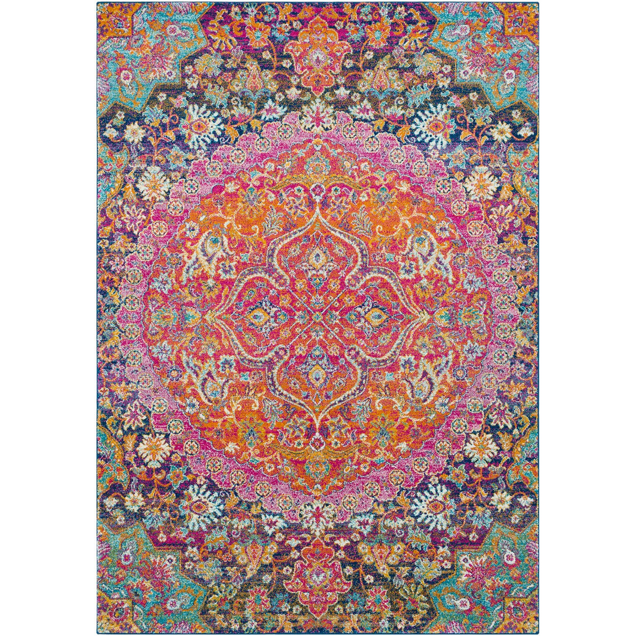 NEERJA Vintage Traditional Oriental Boho Garnet Area Rug Flat