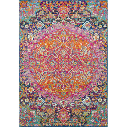 NEERJA Vintage Traditional Oriental Boho Garnet Area Rug Flat