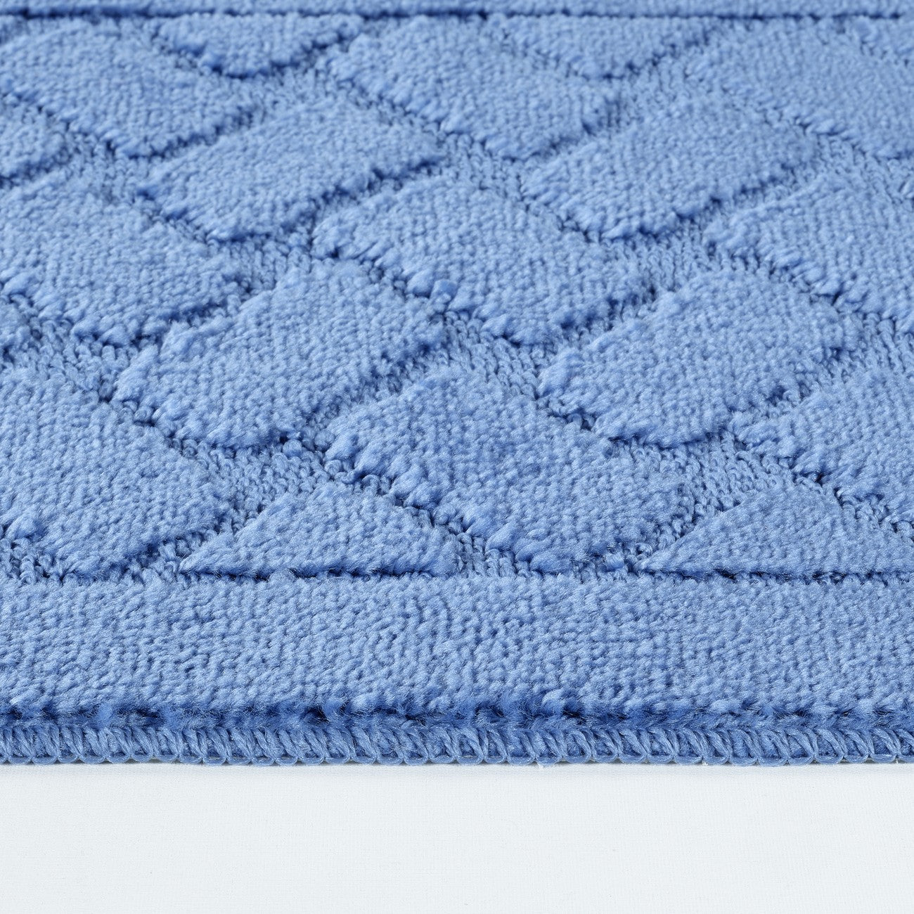 NILAH 2 Piece Machine Washable Non-Slip Blue Bathroom Rug Set Texture