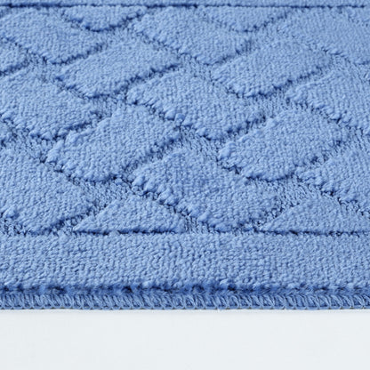 NILAH 2 Piece Machine Washable Non-Slip Blue Bathroom Rug Set Texture