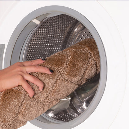 NILAH 2 Piece Machine Washable Non-Slip Brown Bathroom Rug Set Washable