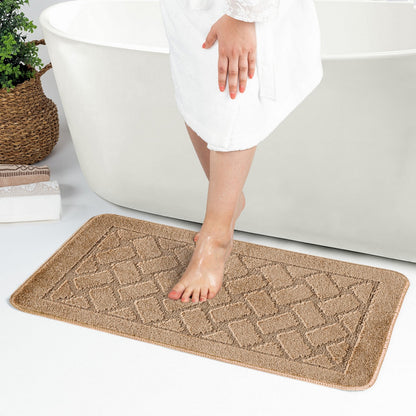 NILAH 2 Piece Machine Washable Non-Slip Brown Bathroom Rug Set Roomscene