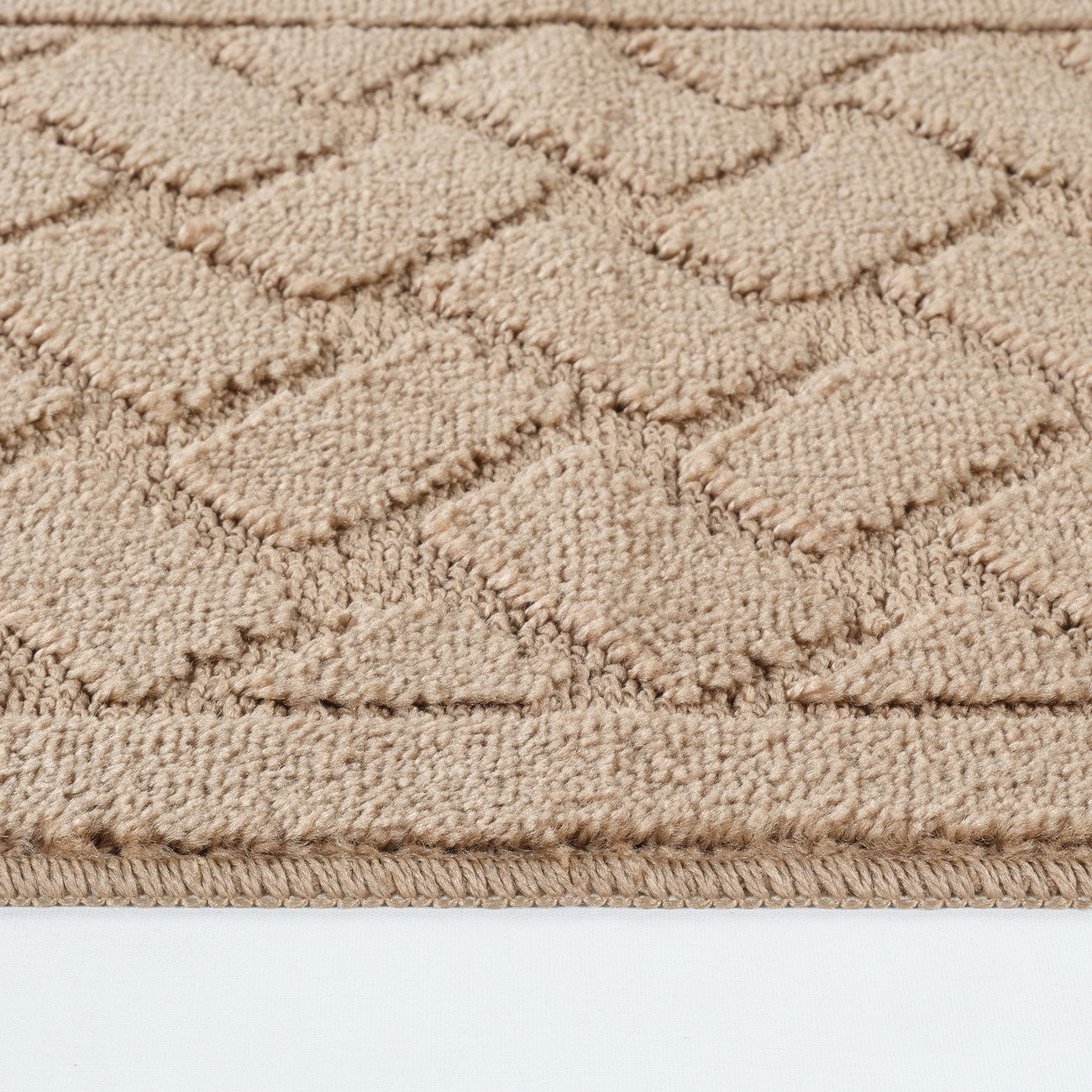 NILAH 2 Piece Machine Washable Non-Slip Brown Bathroom Rug Set Texture