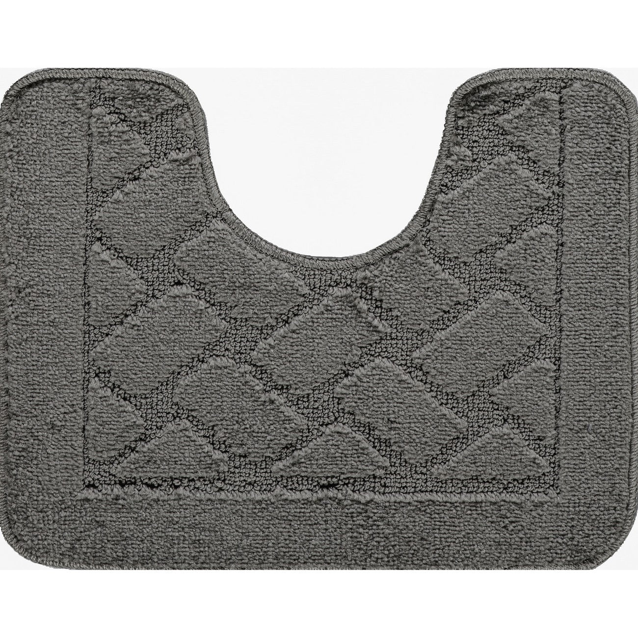 NILAH 2 Piece Machine Washable Non-Slip Dark Grey Bathroom Rug Set Pedestal