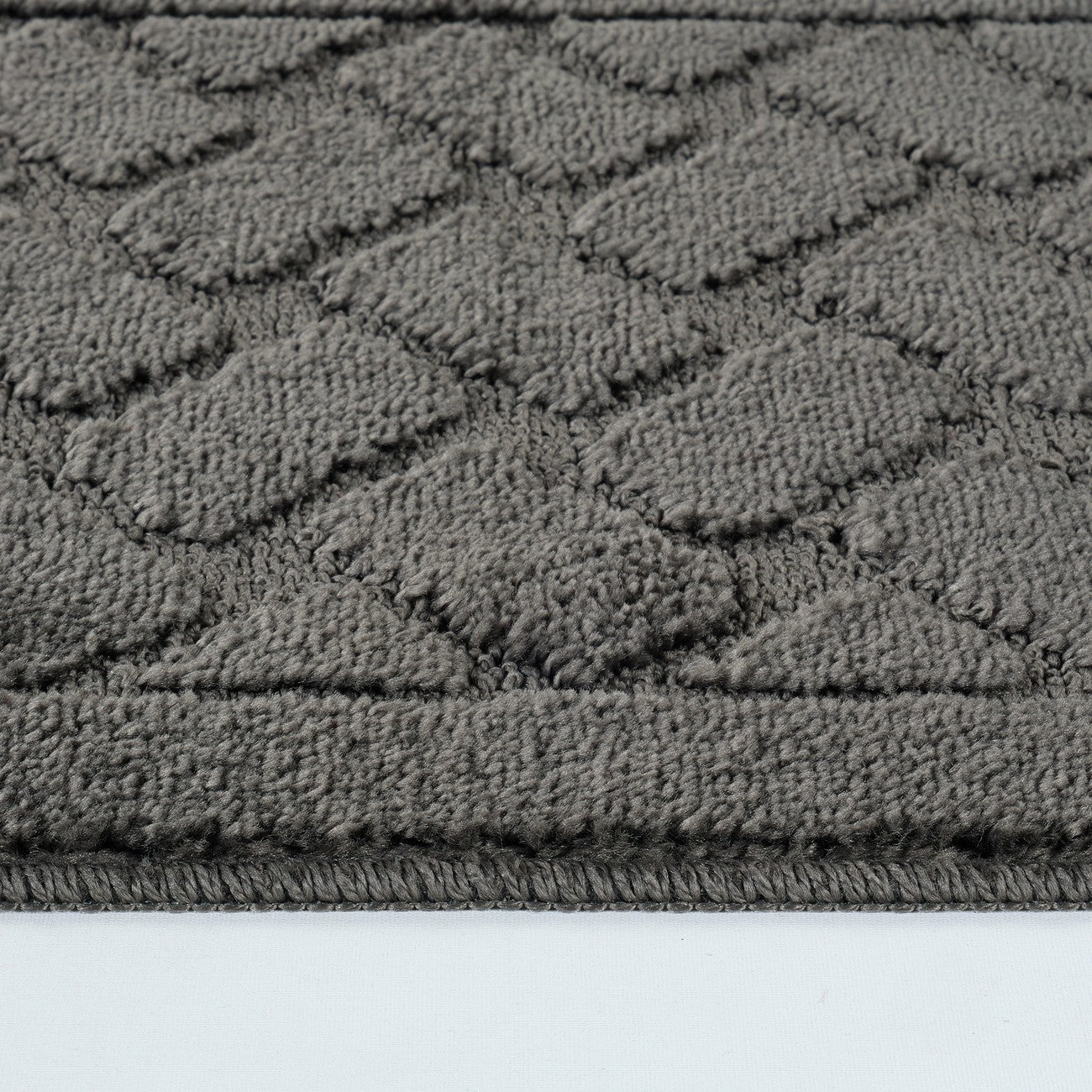 NILAH 2 Piece Machine Washable Non-Slip Dark Grey Bathroom Rug Set Texture