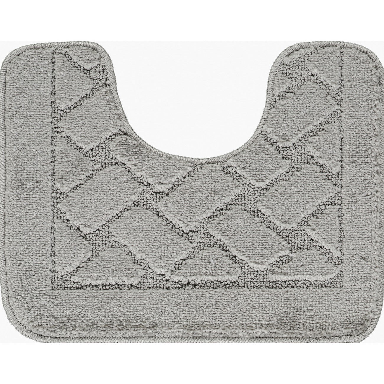 NILAH 2 Piece Machine Washable Non-Slip Light Grey Bathroom Rug Set Pedestal