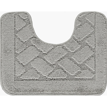 NILAH 2 Piece Machine Washable Non-Slip Light Grey Bathroom Rug Set Pedestal