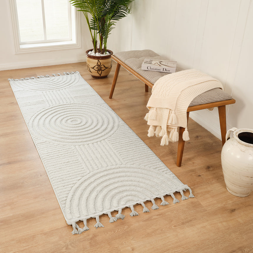 Matilda Scandi Geometric High Pile Ivory Rug