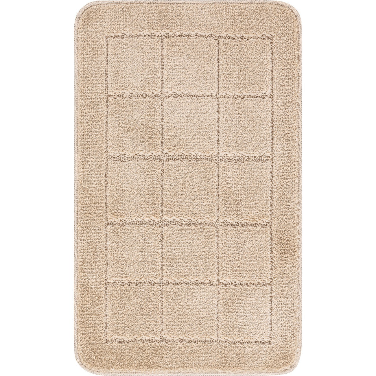 NOELLE 2 Piece Machine Washable Non-Slip Beige Bathroom Rug Set Flat