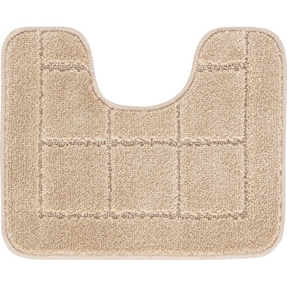 NOELLE 2 Piece Machine Washable Non-Slip Beige Bathroom Rug Set Pedestal