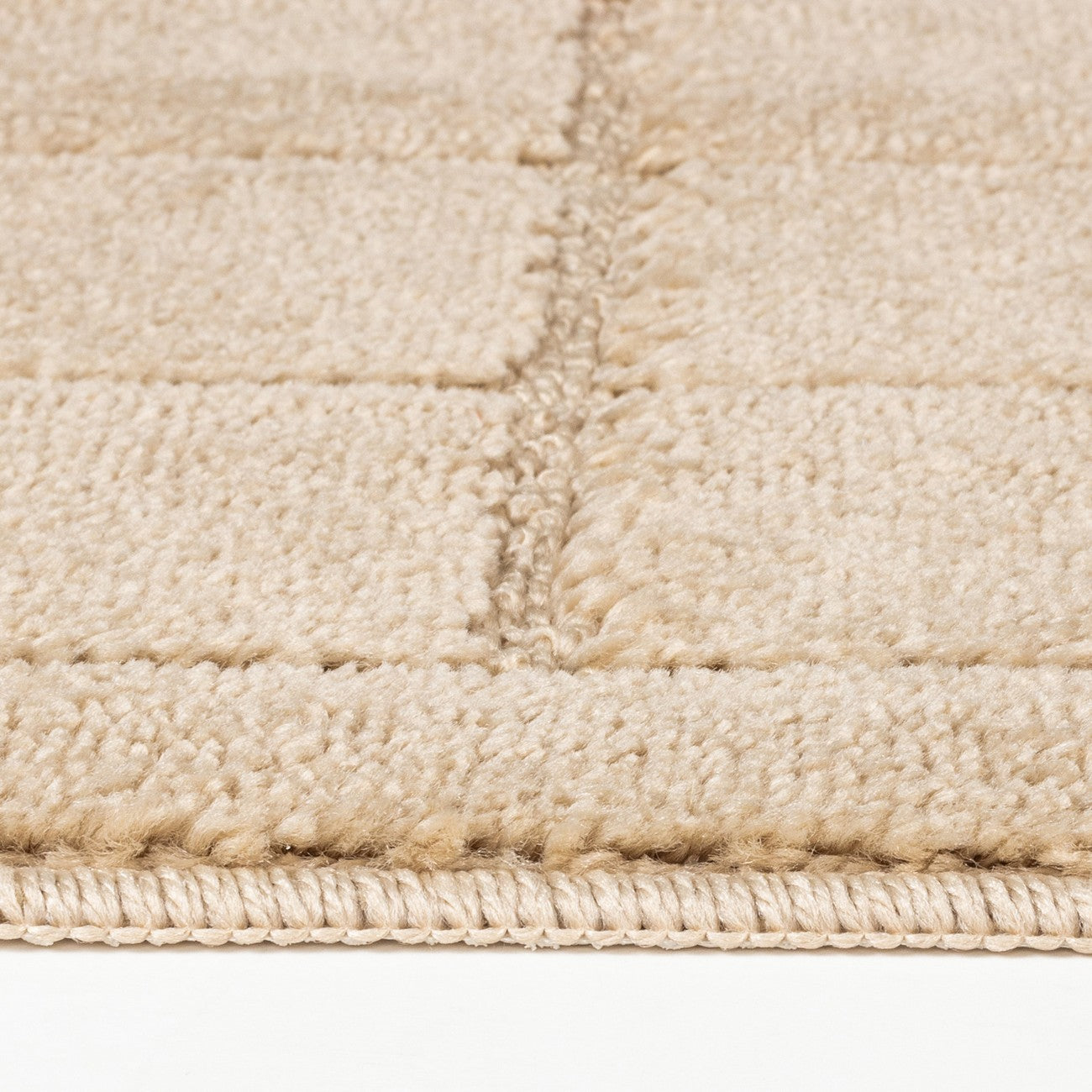 NOELLE 2 Piece Machine Washable Non-Slip Beige Bathroom Rug Set Texture