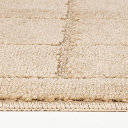 NOELLE 2 Piece Machine Washable Non-Slip Beige Bathroom Rug Set Texture