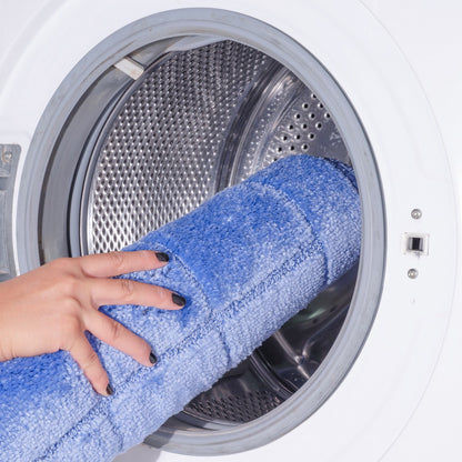 NOELLE 2 Piece Machine Washable Non-Slip Blue Bathroom Rug Set Washable