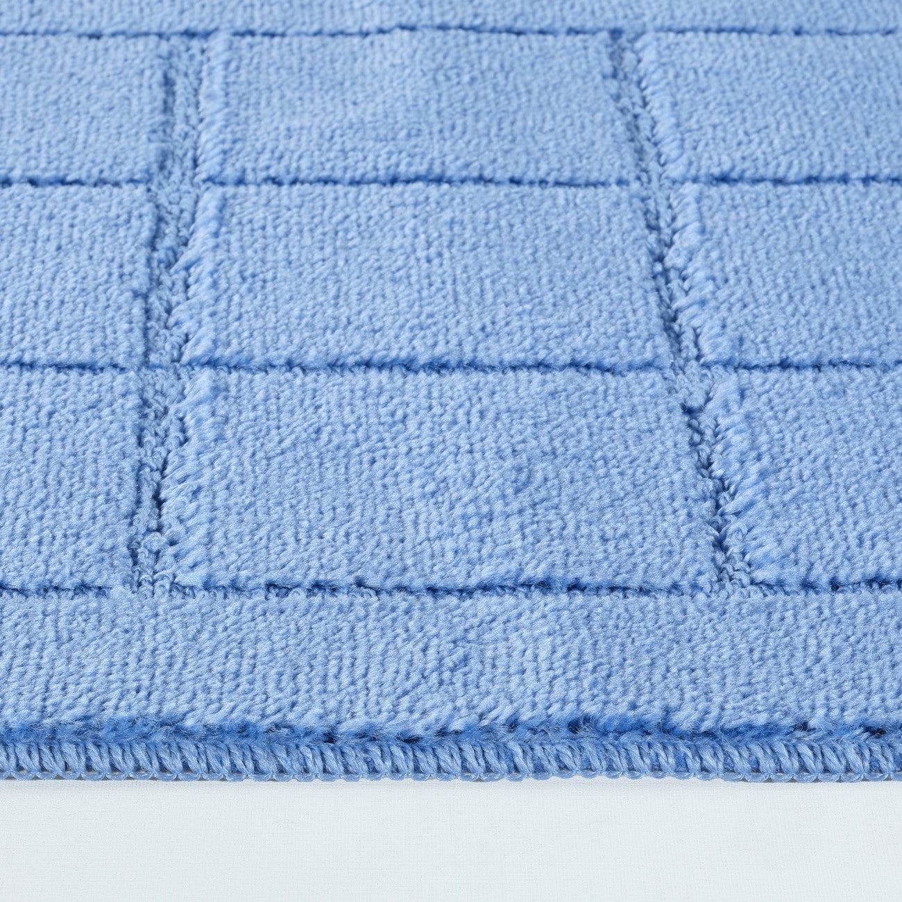 NOELLE 2 Piece Machine Washable Non-Slip Blue Bathroom Rug Set Texture